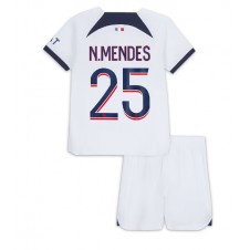 Paris Saint-Germain Nuno Mendes #25 Bortedraktsett Barn 2023-24 Kortermet (+ korte bukser)